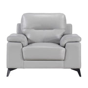 Mischa Silver Grain Top Grain Leather Living Room Set - Lara FurnitureLiving Room Set