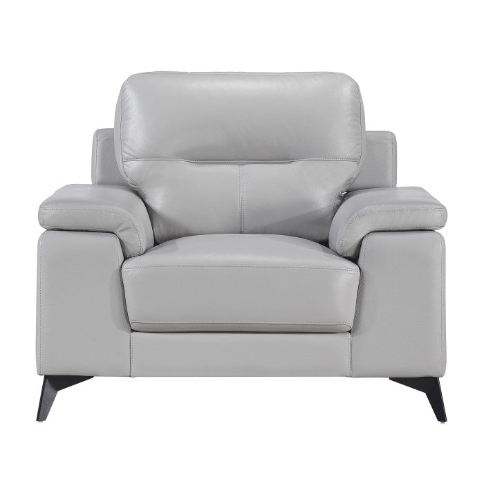 Mischa Silver Grain Top Grain Leather Living Room Set - Lara FurnitureLiving Room Set