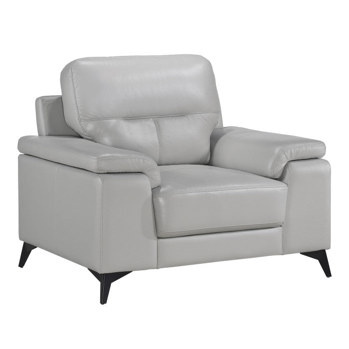 Mischa Silver Grain Top Grain Leather Living Room Set - Lara FurnitureLiving Room Set