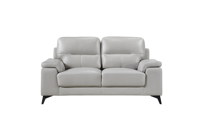 Mischa Silver Grain Top Grain Leather Living Room Set - Lara FurnitureLiving Room Set