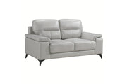 Mischa Silver Grain Top Grain Leather Living Room Set - Lara FurnitureLiving Room Set
