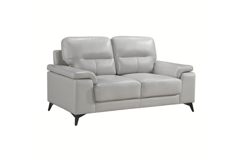 Mischa Silver Grain Top Grain Leather Living Room Set - Lara FurnitureLiving Room Set