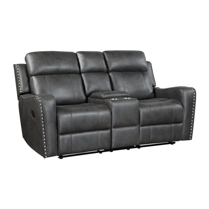 9515DGY-2 Double Reclining Love Seat with Center Console - 9515DGY-2