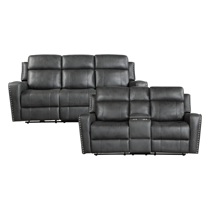 9515DGY*2PW 2pc Set: Sofa, Love (Power) - 9515DGY*2PW