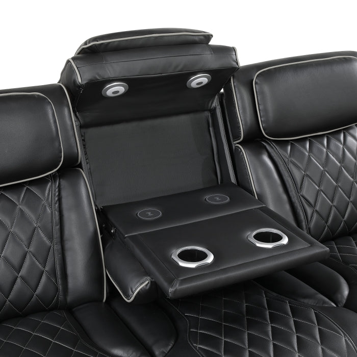 9516BLK*2PWH 2pc Set: Sofa, Love (Power) - 9516BLK*2PWH