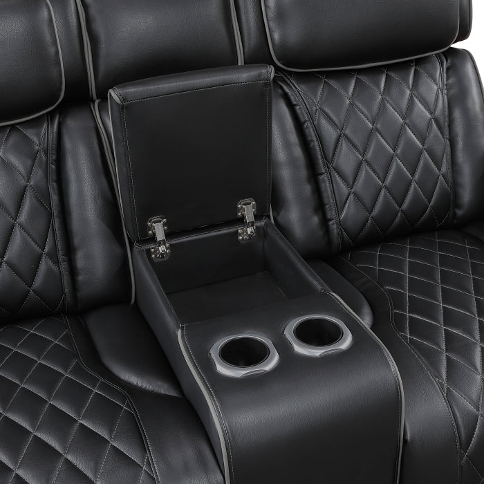 9516BLK*2PWH 2pc Set: Sofa, Love (Power) - 9516BLK*2PWH