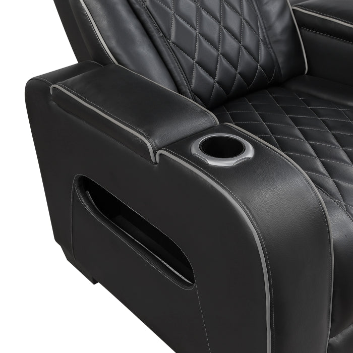 9516BLK*2PWH 2pc Set: Sofa, Love (Power) - 9516BLK*2PWH