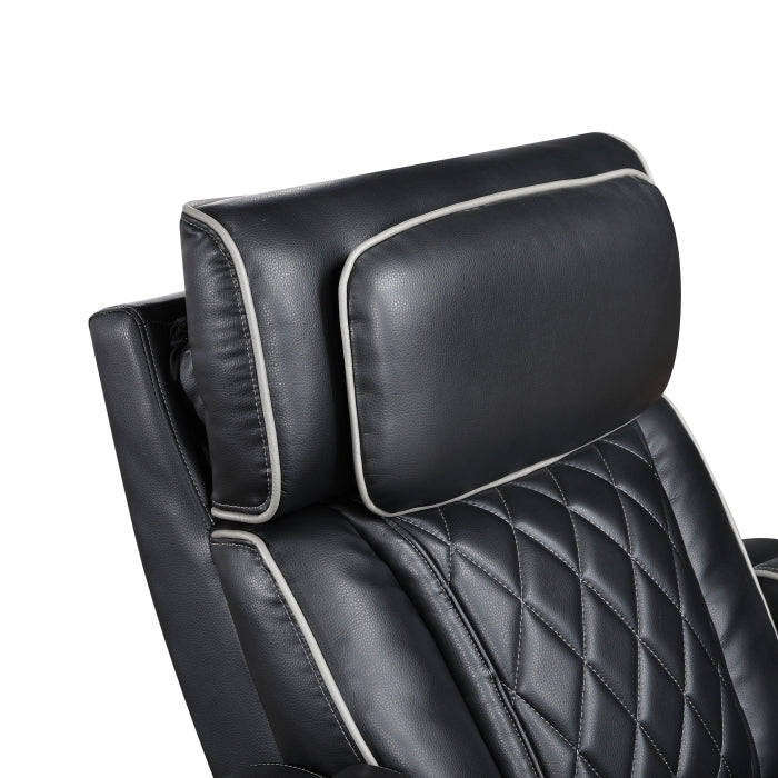 9516BLK-2PWH Power Double Reclining Love Seat with Center Console, Power Headrests, Storage Arms(Top and Side), Cup holders, Charging Ports and LED lighting - 9516BLK-2PWH
