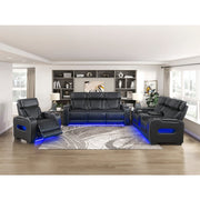 9516BLK-2PWH Power Double Reclining Love Seat with Center Console, Power Headrests, Storage Arms(Top and Side), Cup holders, Charging Ports and LED lighting - 9516BLK-2PWH