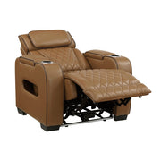 9516BRW-1PWH Power Reclining Chair with Power Headrest, Cup holders and Storage Arms(Top and Side), Charging Ports and LED lighting - 9516BRW-1PWH