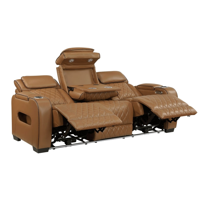 9516BRW*2PWH 2pc Set: Sofa, Love (Power) - 9516BRW*2PWH