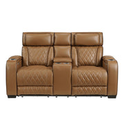 9516BRW*2PWH 2pc Set: Sofa, Love (Power) - 9516BRW*2PWH
