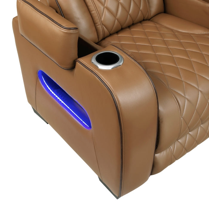 9516BRW*2PWH 2pc Set: Sofa, Love (Power) - 9516BRW*2PWH