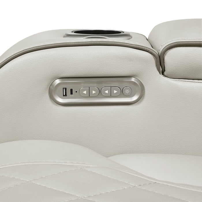9516TPE-2PWH Power Double Reclining Love Seat with Center Console, Power Headrests, Storage Arms(Top and Side), Cup holders, Charging Ports and LED lighting - 9516TPE-2PWH