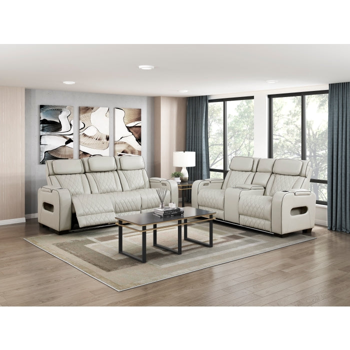 9516TPE-2PWH Power Double Reclining Love Seat with Center Console, Power Headrests, Storage Arms(Top and Side), Cup holders, Charging Ports and LED lighting - 9516TPE-2PWH