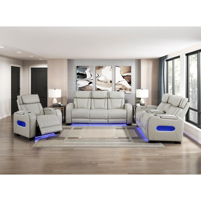 9516TPE-2PWH Power Double Reclining Love Seat with Center Console, Power Headrests, Storage Arms(Top and Side), Cup holders, Charging Ports and LED lighting - 9516TPE-2PWH