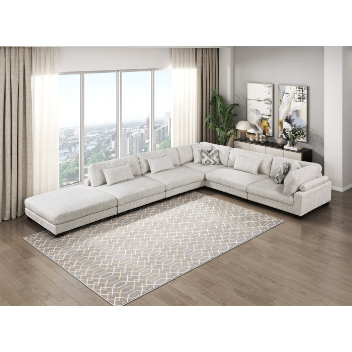 9555BEG*62CR3ACOT (6)6-Piece Modular Sectional with Ottoman - 9555BEG*62CR3ACOT