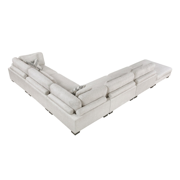9555BEG*62CR3ACOT (6)6-Piece Modular Sectional with Ottoman - 9555BEG*62CR3ACOT