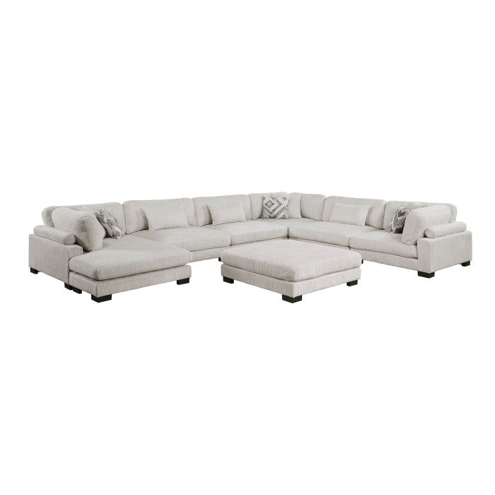 9555BEG*72CR3ACVCOT (7)7-Piece Modular Sectional with Ottoman - 9555BEG*72CR3ACVCOT