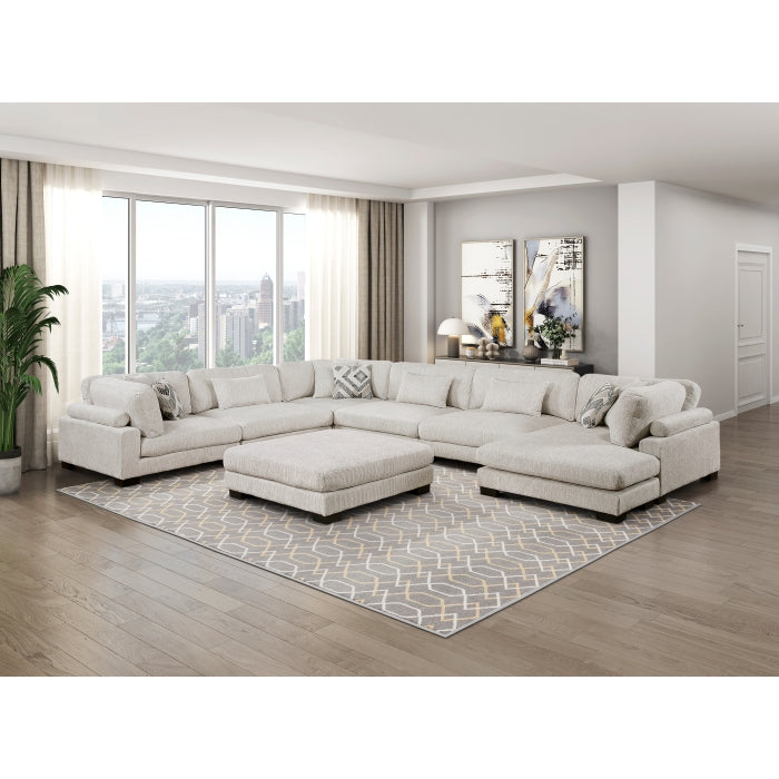 9555BEG*72CR3ACVCOT (7)7-Piece Modular Sectional with Ottoman - 9555BEG*72CR3ACVCOT