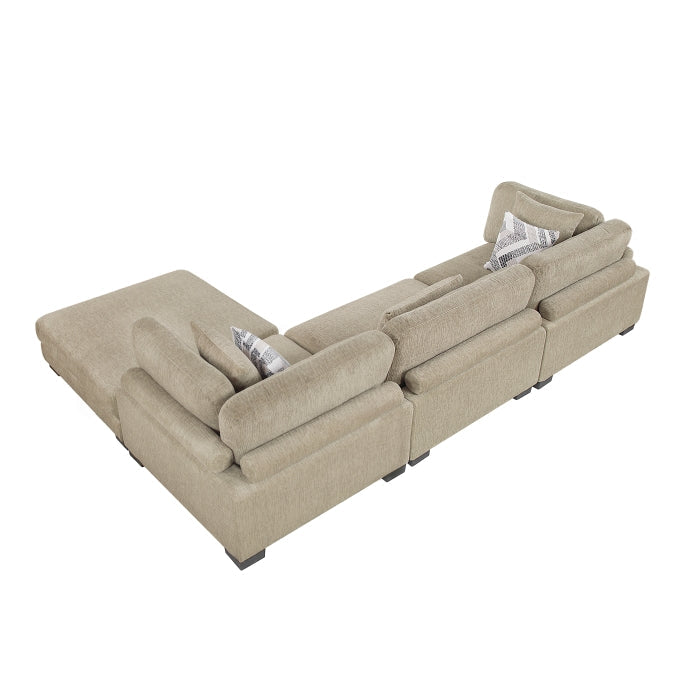 9555BRW*42CRACOT (4)4-Piece Modular Sectional with Ottoman - 9555BRW*42CRACOT