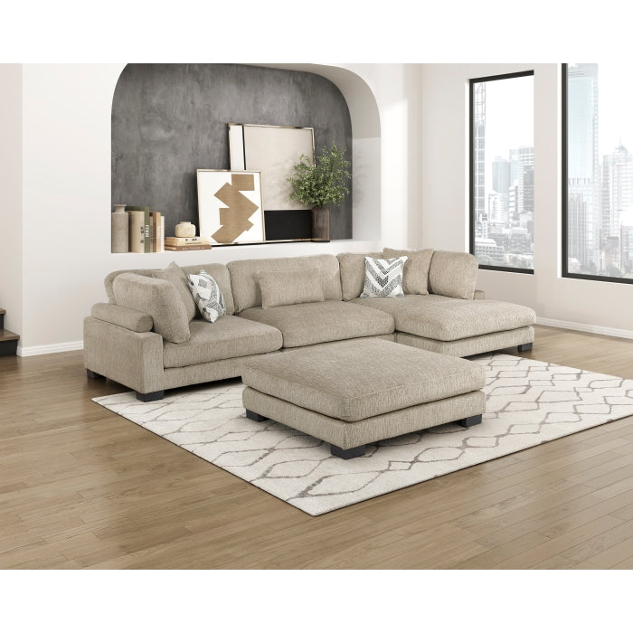 9555BRW*4CRACVCOT (4)4-Piece Modular Sectional with Chaise and Ottoman - 9555BRW*4CRACVCOT