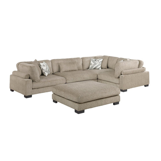 9555BRW*53CRACOT (5)5-Piece Modular Sectional with Ottoman - 9555BRW*53CRACOT