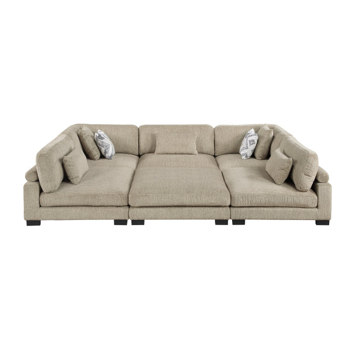 9555BRW*62CR3ACOT (6)6-Piece Modular Sectional with Ottoman - 9555BRW*62CR3ACOT