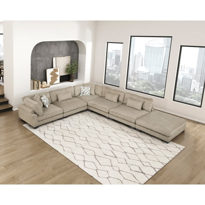 9555BRW*62CR3ACOT (6)6-Piece Modular Sectional with Ottoman - 9555BRW*62CR3ACOT