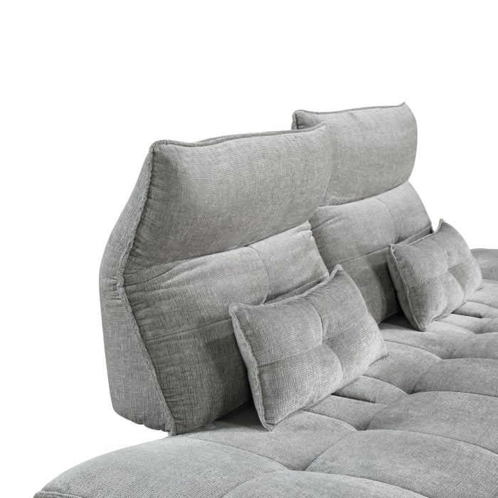 9556GRY-3PW Sofa with Power Adjustable Seat Depth and Manual Adjustable Headrests - 9556GRY-3PW