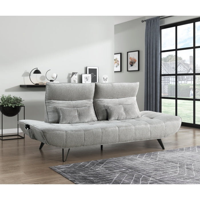 9556GRY-3PW Sofa with Power Adjustable Seat Depth and Manual Adjustable Headrests - 9556GRY-3PW
