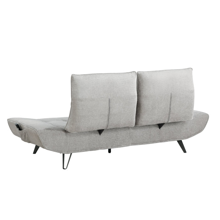 9556LGY-3PW Sofa with Power Adjustable Seat Depth and Manual Adjustable Headrests - 9556LGY-3PW