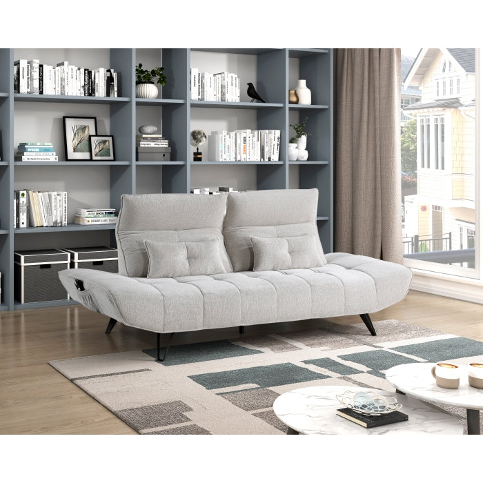 9556LGY-3PW Sofa with Power Adjustable Seat Depth and Manual Adjustable Headrests - 9556LGY-3PW