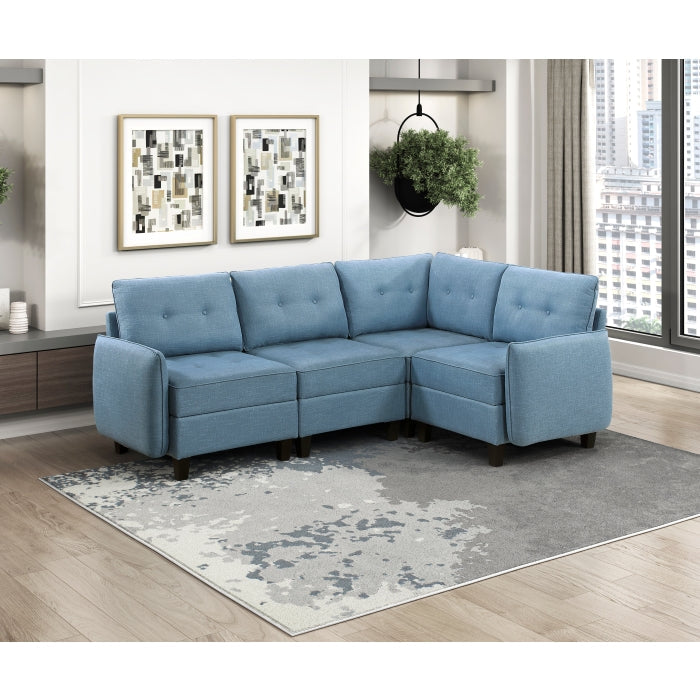 9557BUE*4SC (4)4-Piece Sectional with Storage - 9557BUE*4SC