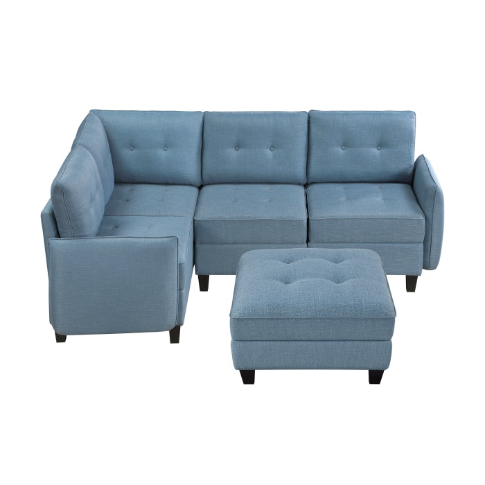 9557BUE*5SCOT (5)5-Piece Sectional with Storage and Ottoman - 9557BUE*5SCOT