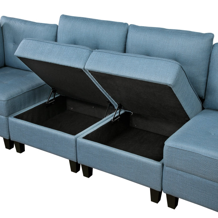 9557BUE*6SC (6)6-Piece Sectional with Storage - 9557BUE*6SC