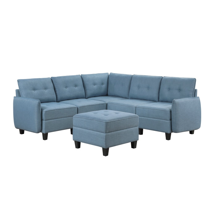 9557BUE*6SCOT (6)6-Piece Sectional with Storage and Ottoman - 9557BUE*6SCOT