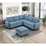 9557BUE*6SCOT (6)6-Piece Sectional with Storage and Ottoman - 9557BUE*6SCOT