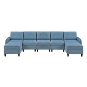 9557BUE*7SC2OT (7)7-Piece Sectional with Storage and Two Ottomans - 9557BUE*7SC2OT