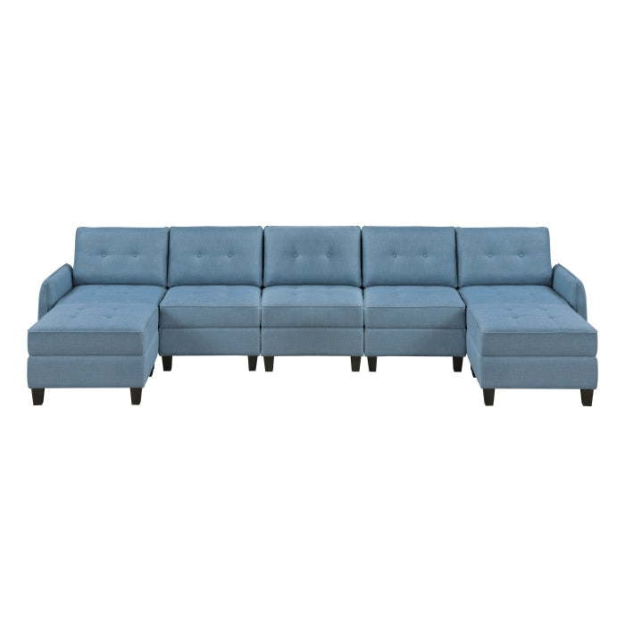 9557BUE*7SC2OT (7)7-Piece Sectional with Storage and Two Ottomans - 9557BUE*7SC2OT