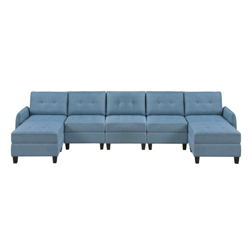 9557BUE*7SC2OT (7)7-Piece Sectional with Storage and Two Ottomans - 9557BUE*7SC2OT