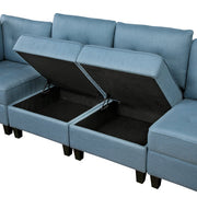 9557BUE*7SCOT (7)7-Piece Sectional with Storage and Ottoman - 9557BUE*7SCOT