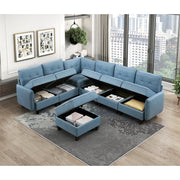 9557BUE*7SCOT (7)7-Piece Sectional with Storage and Ottoman - 9557BUE*7SCOT
