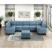 9557BUE*8SCOT (8)8-Piece Sectional with Storage and Ottoman - 9557BUE*8SCOT