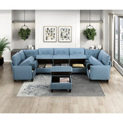 9557BUE*8SCOT (8)8-Piece Sectional with Storage and Ottoman - 9557BUE*8SCOT