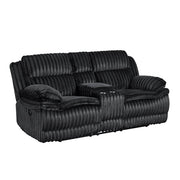 9577BK-2 Double Reclining Love Seat with Center Console - 9577BK-2