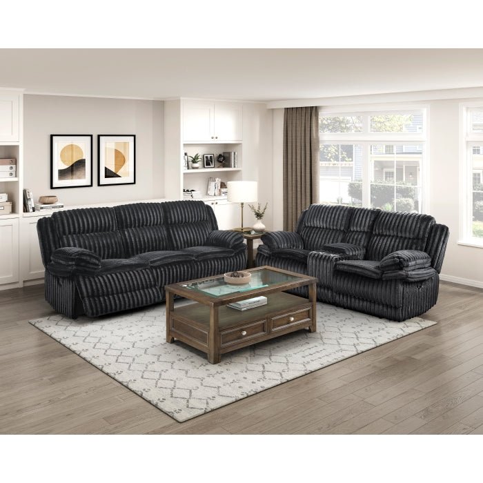 9577BK-2 Double Reclining Love Seat with Center Console - 9577BK-2