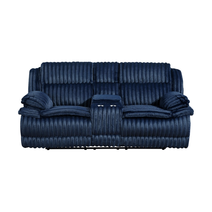 9577BU-2 Double Reclining Love Seat with Center Console - 9577BU-2