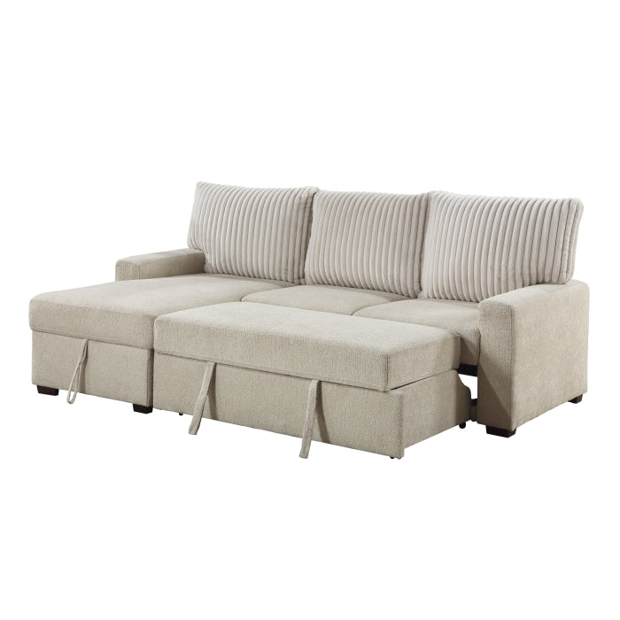 9605BE*2LCRL (2)2-Piece Sectional with Left Chaise and  Drop-Down Cup holders, Storage Pouch, Pull-out Bed and Hidden Storage - 9605BE*2LCRL