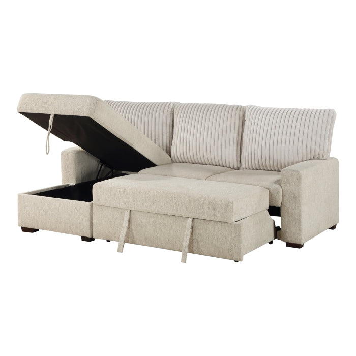 9605BE*2LCRL (2)2-Piece Sectional with Left Chaise and  Drop-Down Cup holders, Storage Pouch, Pull-out Bed and Hidden Storage - 9605BE*2LCRL